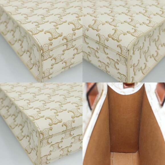 CELINE Triomphe Small Vertical Cabas Tote Bag Pvc Leather White - Picture 11 of 12